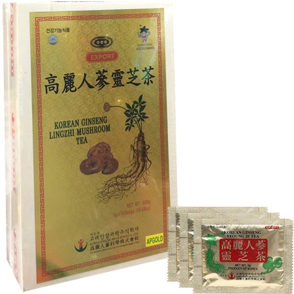 {Quà tặng} Trà sâm Linh Chi Hàn Quốc Bio Apgold (hộp gỗ 3g x 100 gói)