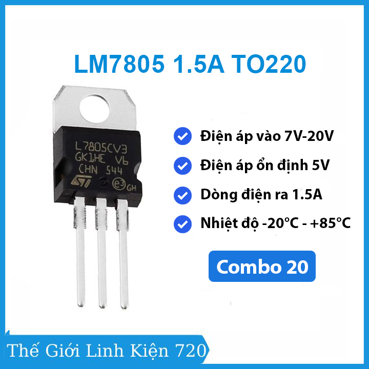 Combo 20 ic nguồn lm7805 1.5a to-220