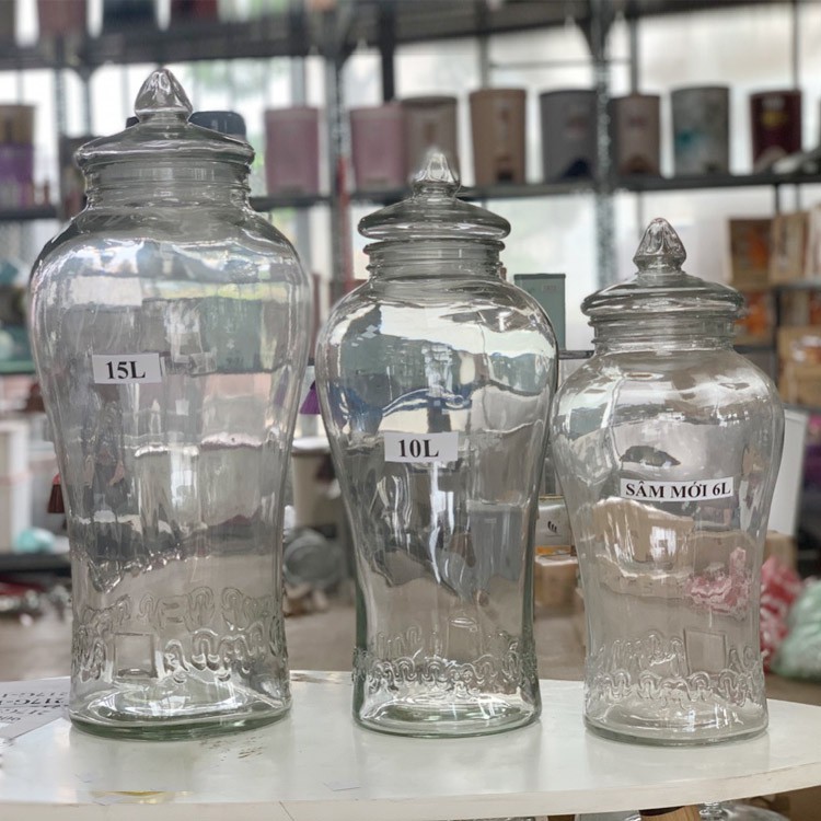 BÌNH THUỶ TINH CAO CẤP GIÁ RẺ (10L MẪU EO CHÂN MÂY KHÔNG VAN)