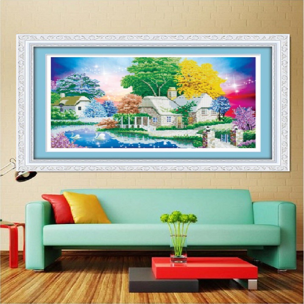 Tranh đính đá gia đình hạnh phúc lv129