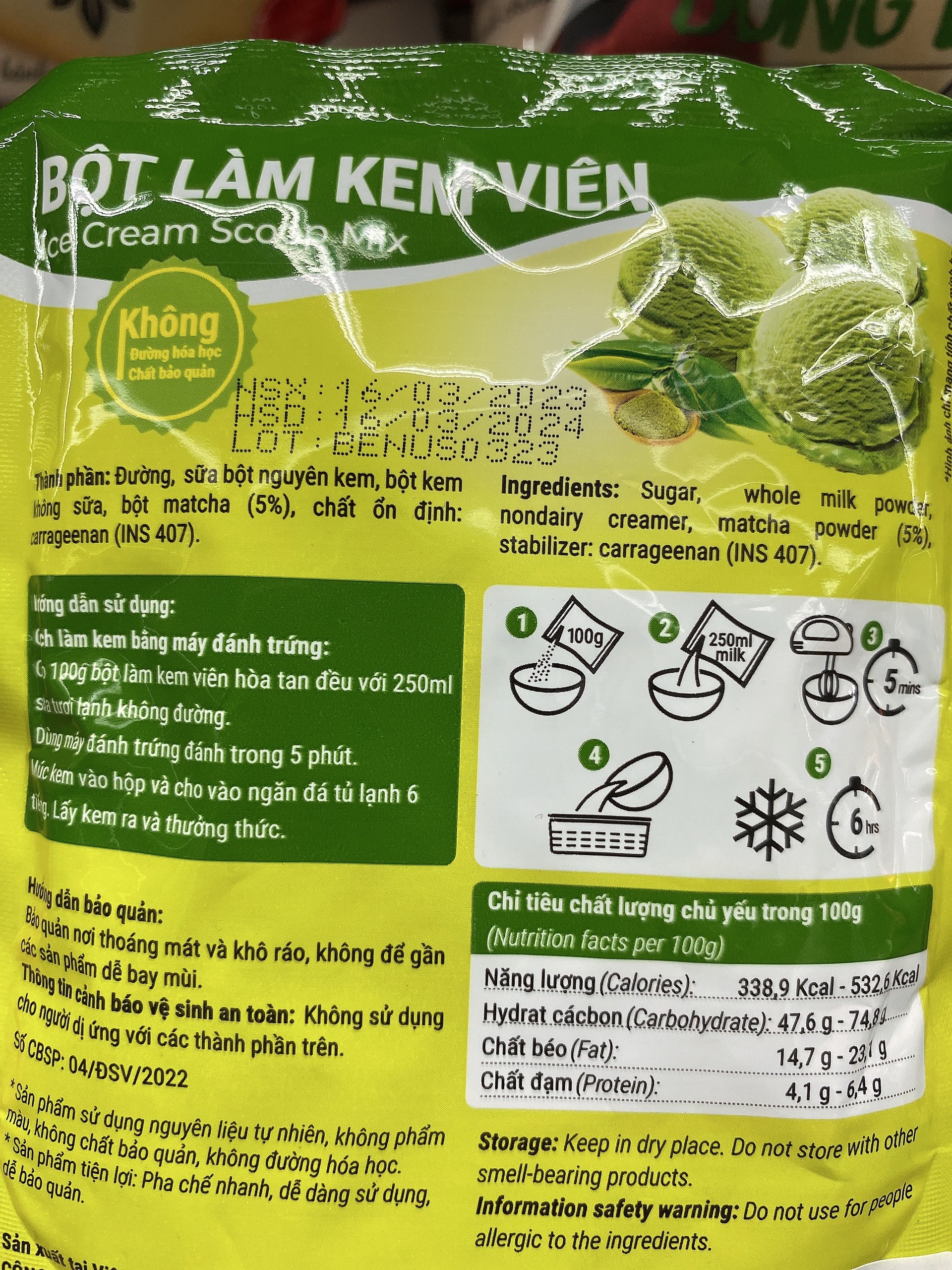 Bột Làm Kem Viên Trà Xanh