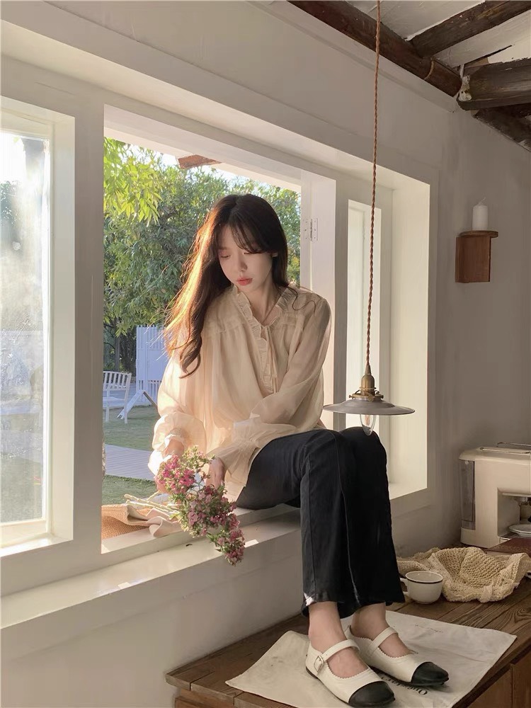 Áo sơ mi voan bèo buộc nơ - 247StoreFashion - Aovoanbeo2921
