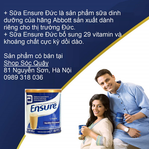 Sữa Bột Ensure 400g Hương Vani - Nhập Khẩu Đức