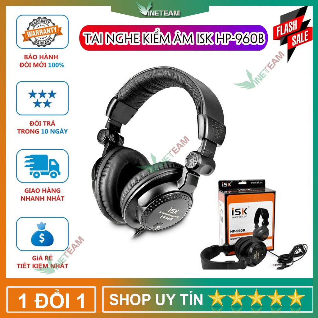 Tai nghe kiểm âm chuẩn phòng thu tai nghe chụp tai có dây, tai nghe isk hp960b cao cấp chính hãng -dc4079