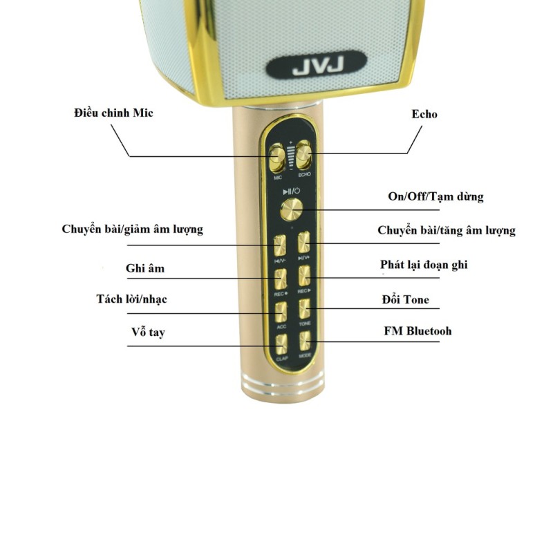 Mic hát Karaoke bluetooth JVJ YS-91 - dòng micro hát Karaoke bluetooth chất lượng, có ghi âm, âm thanh cực hay và ấm