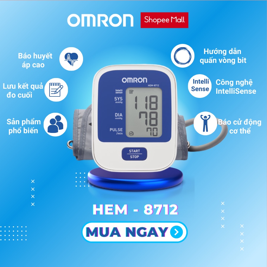 Máy Đo Huyết Áp Tự Động OMRON HEM 8712 (Bảo hành 5 năm)