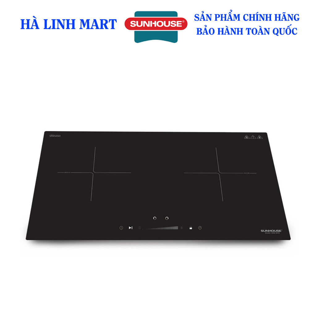 [Trả góp 0%]Bếp đôi điện từ Sunhouse SHB-DI02, Bếp đôi Sunhouse, Bếp đôi bảo hành 36 tháng tại nhà, Mặt kính cao cấp, chịu lực, chịu nhiệt tốt, Bảng điều khiển cảm ứng hiện đại, Công suất 4400W,  khóa trẻ em tiện lợi