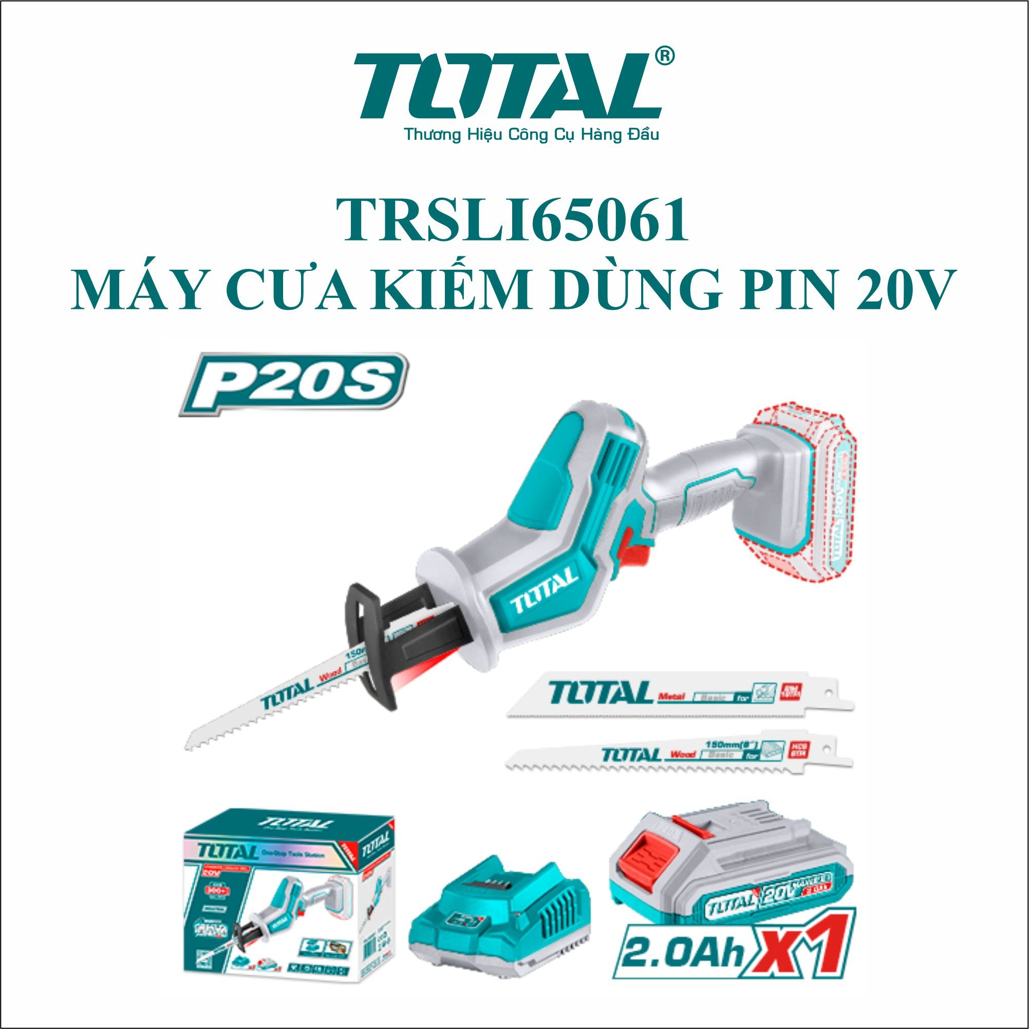 Total máy cưa kiếm dùng pin lithium-ion 20v trsli65061