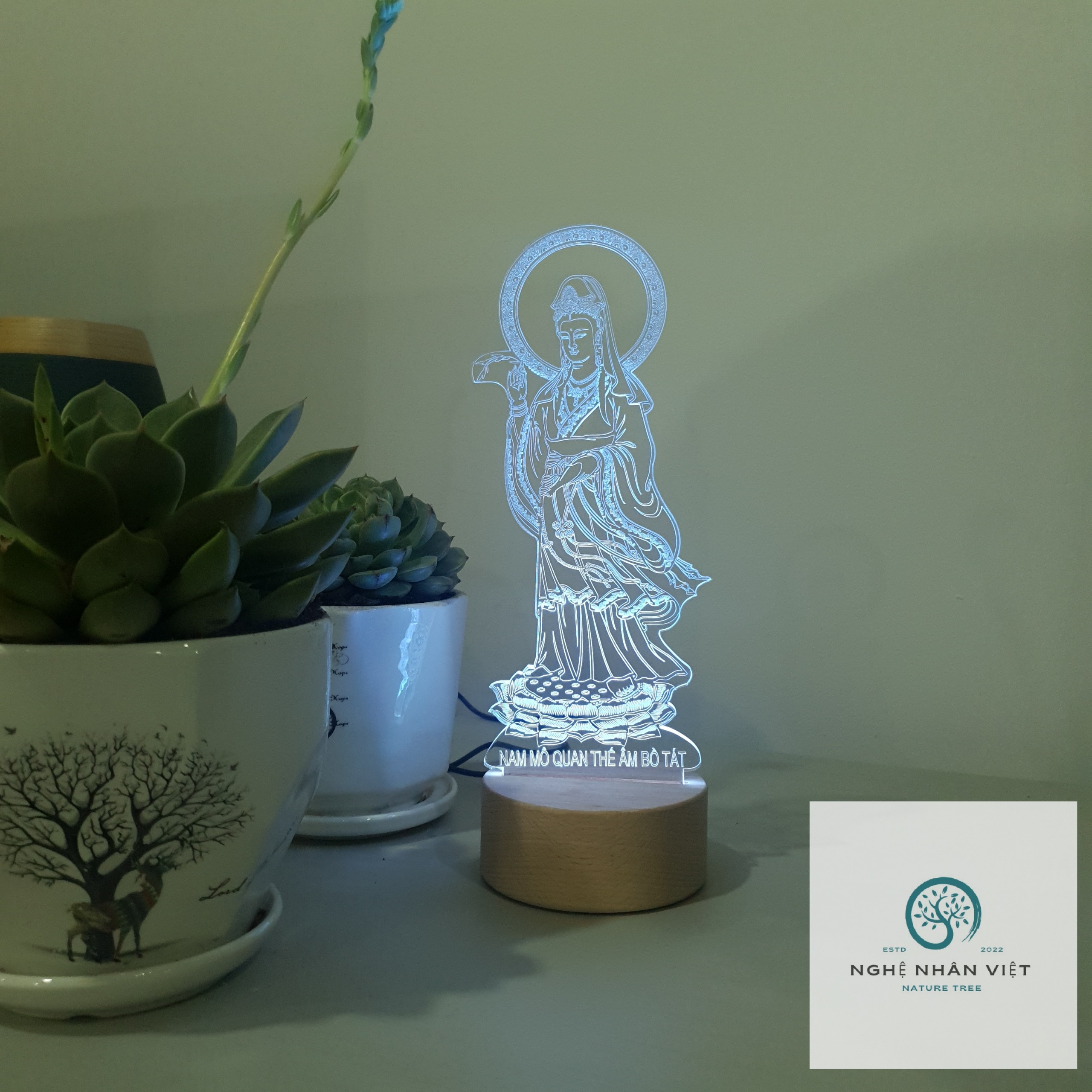 Đèn 3D Decor Quan Âm Bồ Tát Đứng