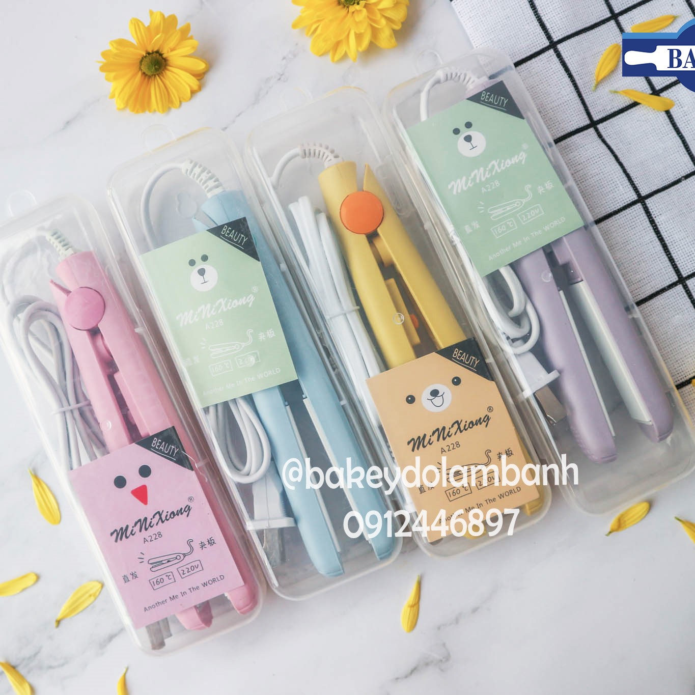 Máy hàn miệng túi kẹo nougat, Máy ép tóc mini dạng phẳng