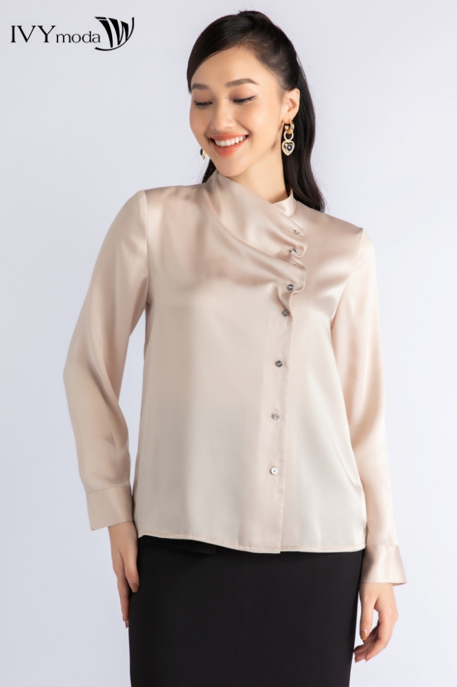 Áo sơ mi khuy cách điệu IVY moda MS 17M7036