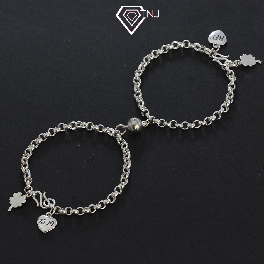Vòng tay đôi bạn thân gắn nam châm khắc tên LTD0022 - Quà lưu niệm tặng bạn bè ý nghĩa - Trang Sức TNJ
