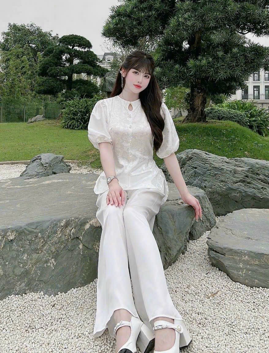 ÁO BÀ BA AN HUY LỤA GẤM TAY PHỒNG