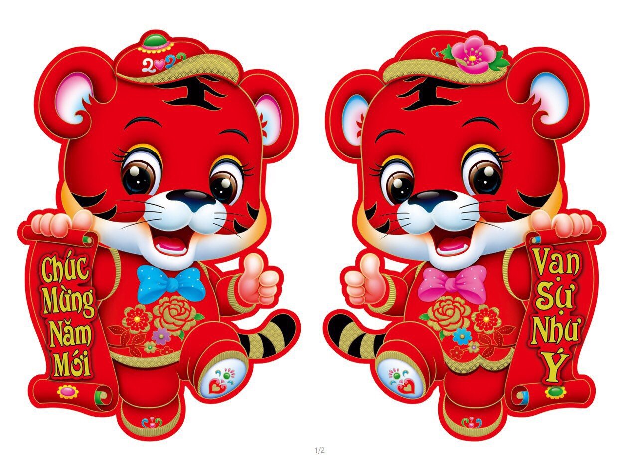 1 đôi decal dán cửa 3D trang trí tết 2023