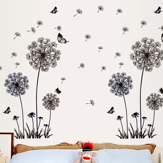 Decal dán tường hoa bồ công anh đen DF5125