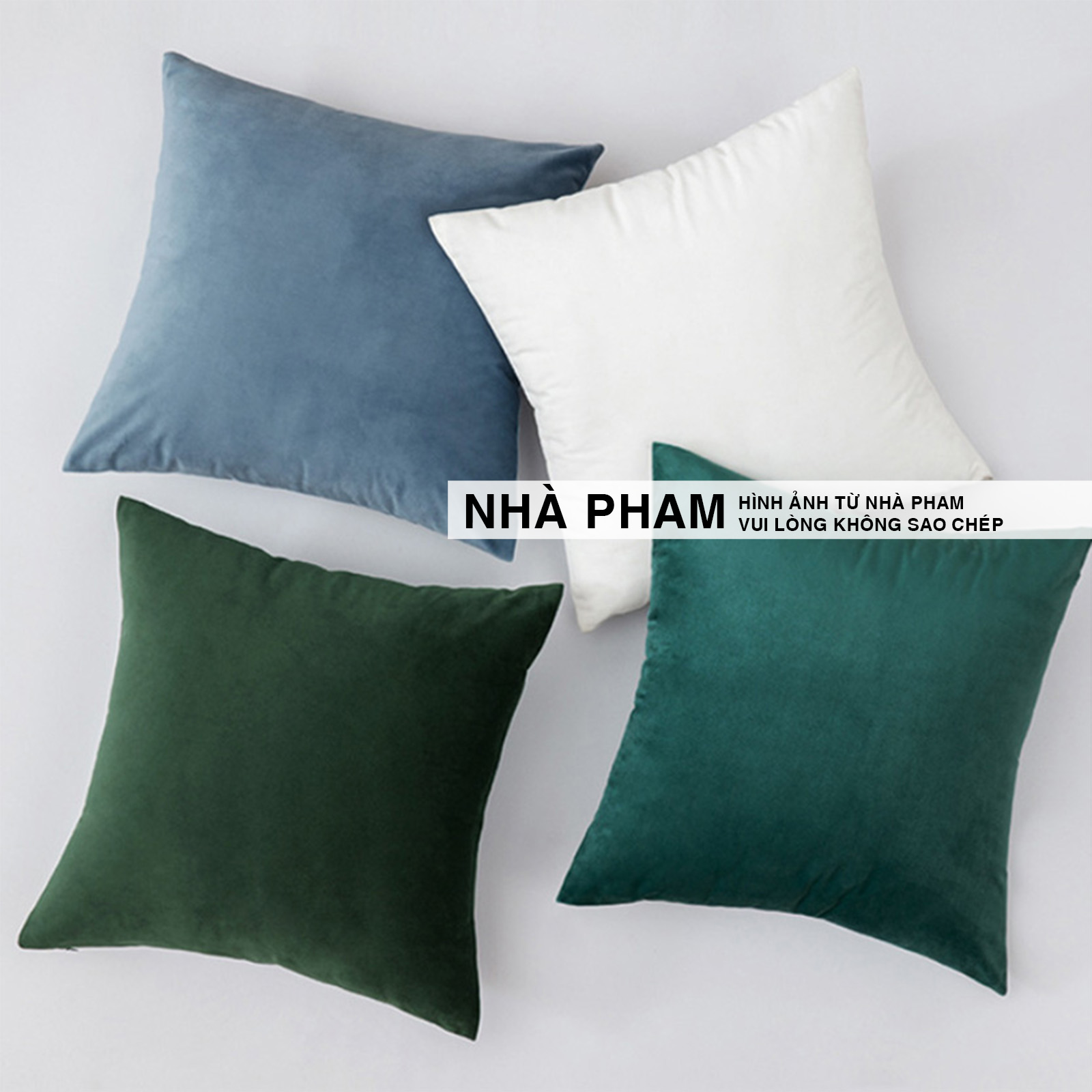 Gối Sofa Trang Trí VELVET PHAM, Vải Nhung, (45x45cm) và (30x50cm)