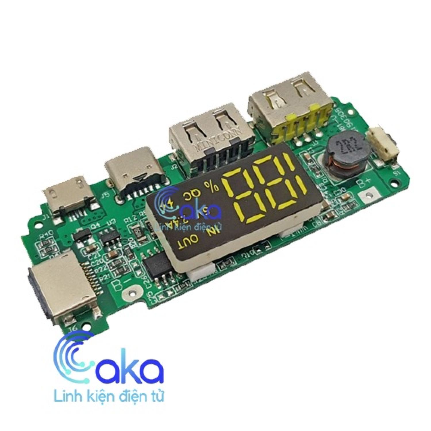 Mạch sạc dự phòng 2 cổng usb 5v 2.4a, iρhone, micro usb và type-c