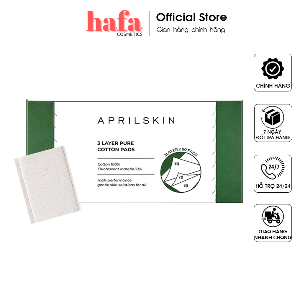 Bông Tẩy Trang 3 Lớp Aprilskin Cotton Pad (80 miếng) _ Aprilskin Chính Hãng