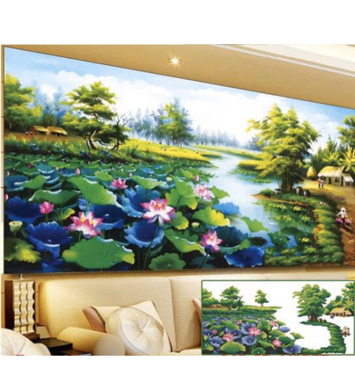 [HCM]Tranh đính đá Phong cảnh kt 120x65 cm