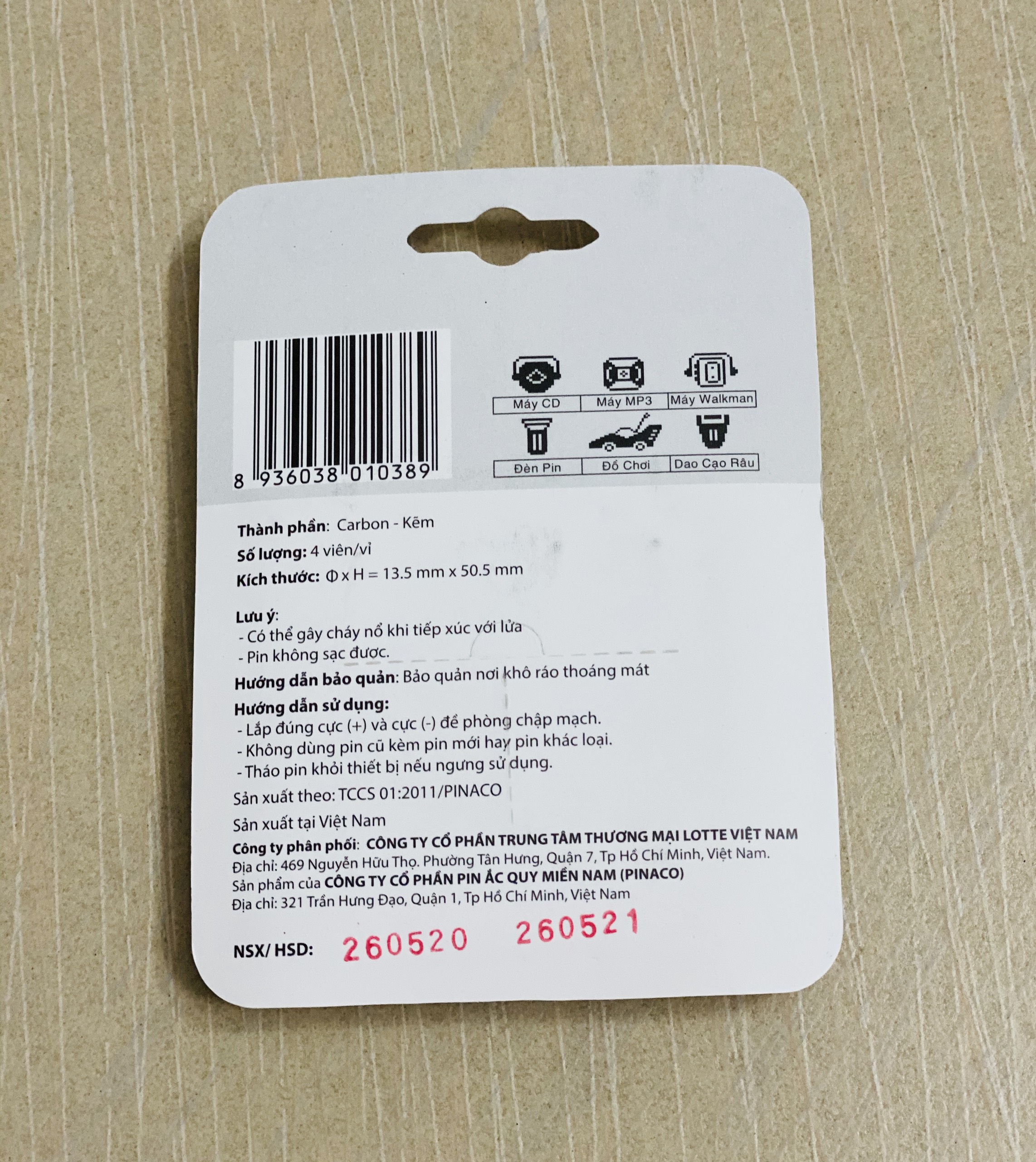 VỈ 4 VIÊN PIN AA SIÊU TIẾT KIỆM PINACO