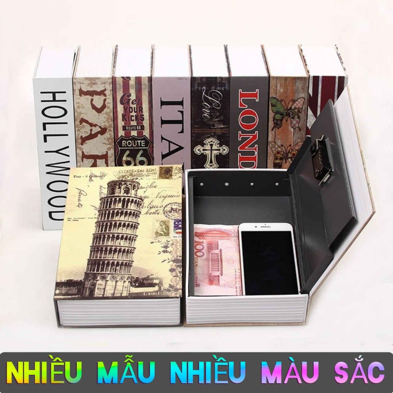 Két sắt mini hình quyển sách loại khóa số