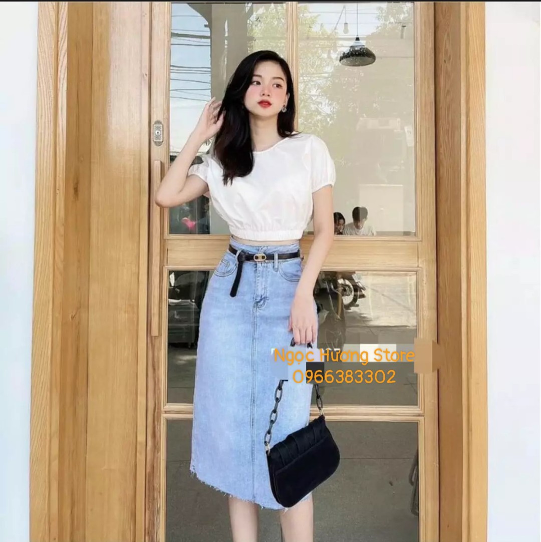 [HCM]ÁO Croptop Bo Eo Cổ Tròn Trẻ Trung Phong Cách Hàn Quốc