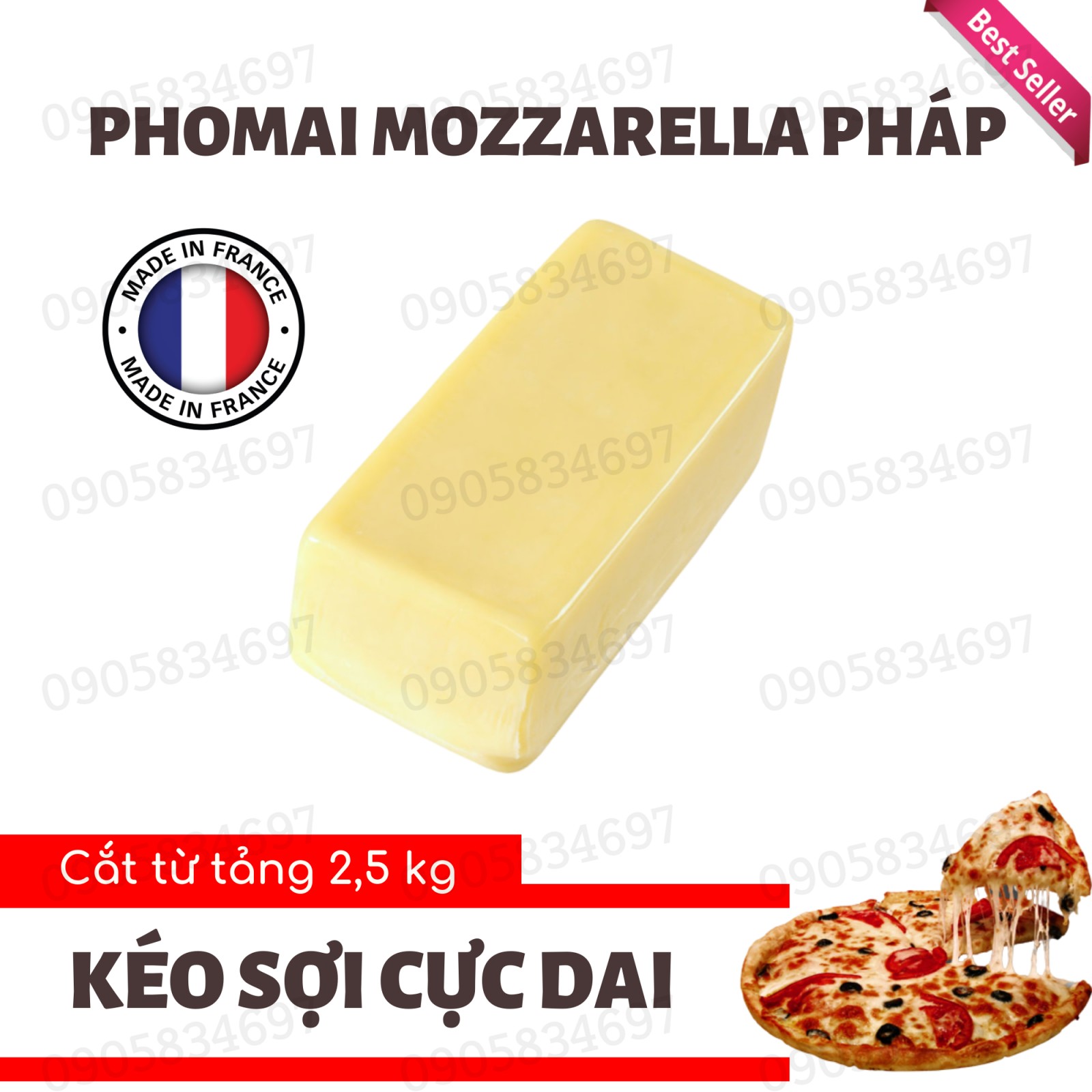 Phô Mai Mozzarella SIÊU NGON Khối 100gr - Làm Phomai Que, Pizza, Hot Dog