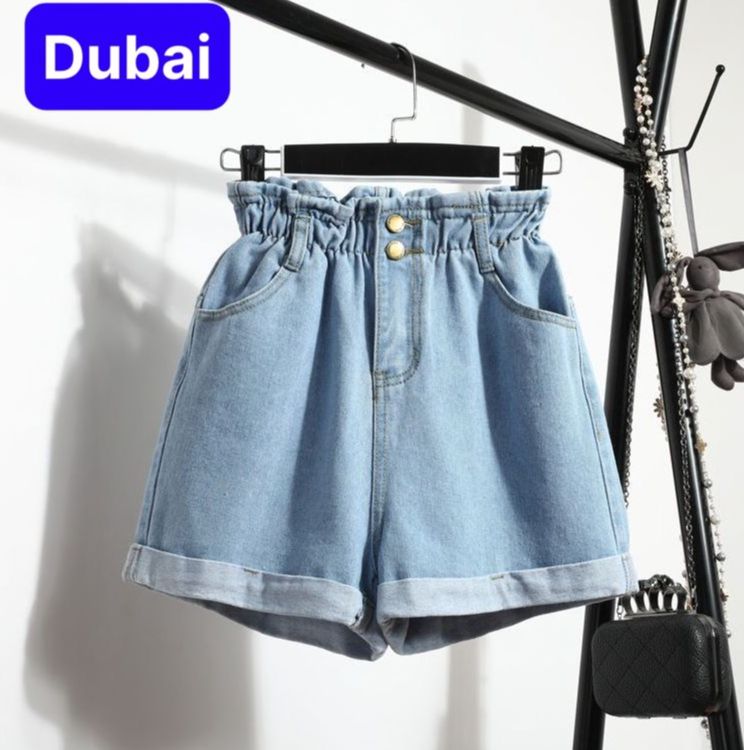 QUẦN SHORT SỌT JEAN LỬNG KIỂU NGỐ NỮ CHẤT BÒ XANH LƯNG THUN CẠP CHUN 2 CÚC NHẬT BẢN TÔN DÁNG LƯNG CAO NÂNG MÔNG DB-1506 - DUBAI FASHION