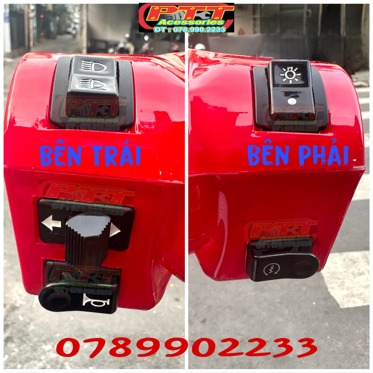 BỘ NÚT CÔNG TẮC XE MAX 3 ( TRUNG QUỐC ) CÙM CÔNG TẮC LIỀN