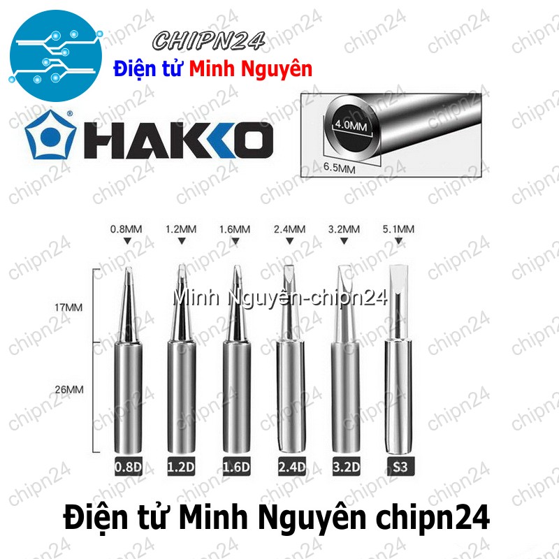 [1 cái] (K26) Đầu Mũi Hàn Hakko 936 (900M-T-K Nhọn/Cong/Dao/Tròn) - [Chọn Loại] - HHH.00112