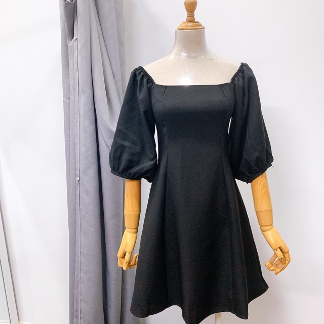 (sale) ĐẦM NUDE CỔ VUÔNG TAY BỒNG
