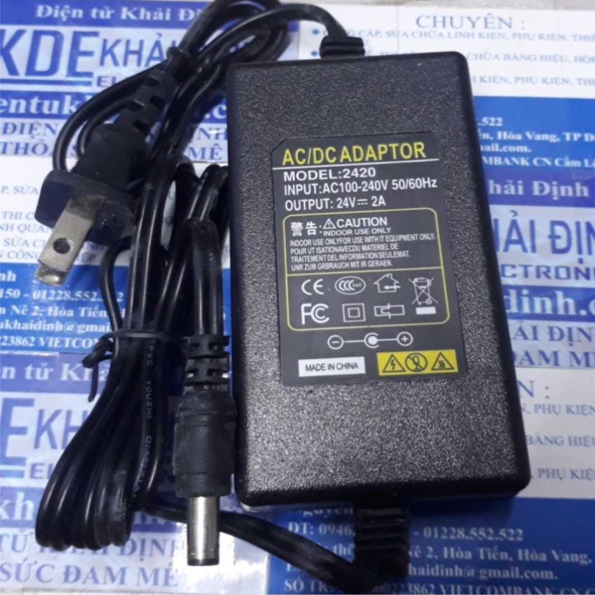 1 cái nguồn adapter 24v2a 24v2000ma, đầu ac kéo dài, cổng 5.5*2.1mm kde1461