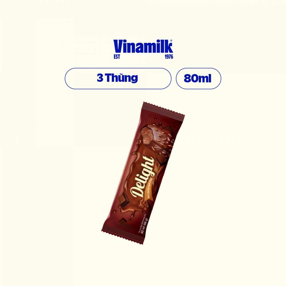 3 thùng kem que delight socola hạnh nhân - que 80ml