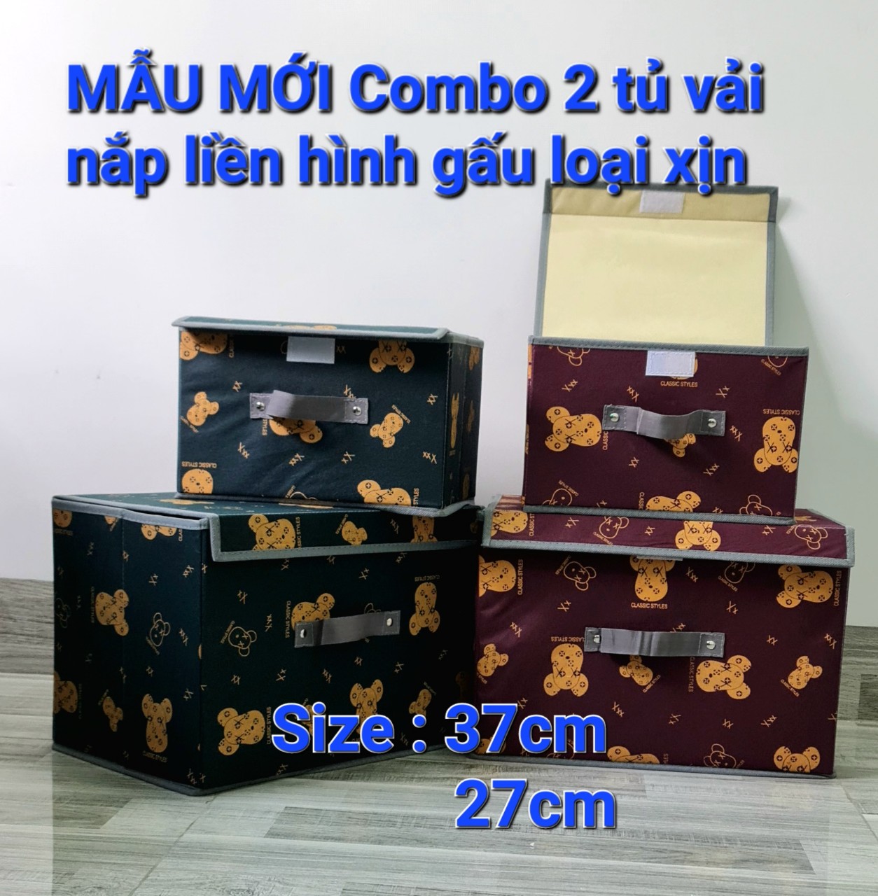 Bộ 2 cái hộp vải xịn dày đựng đồ, combo 2 tủ vải đựng quần áo khung cứng, thùng vải đa năng , hộp vải không dệt xếp gọn, tủ vải canvas tiện dụng