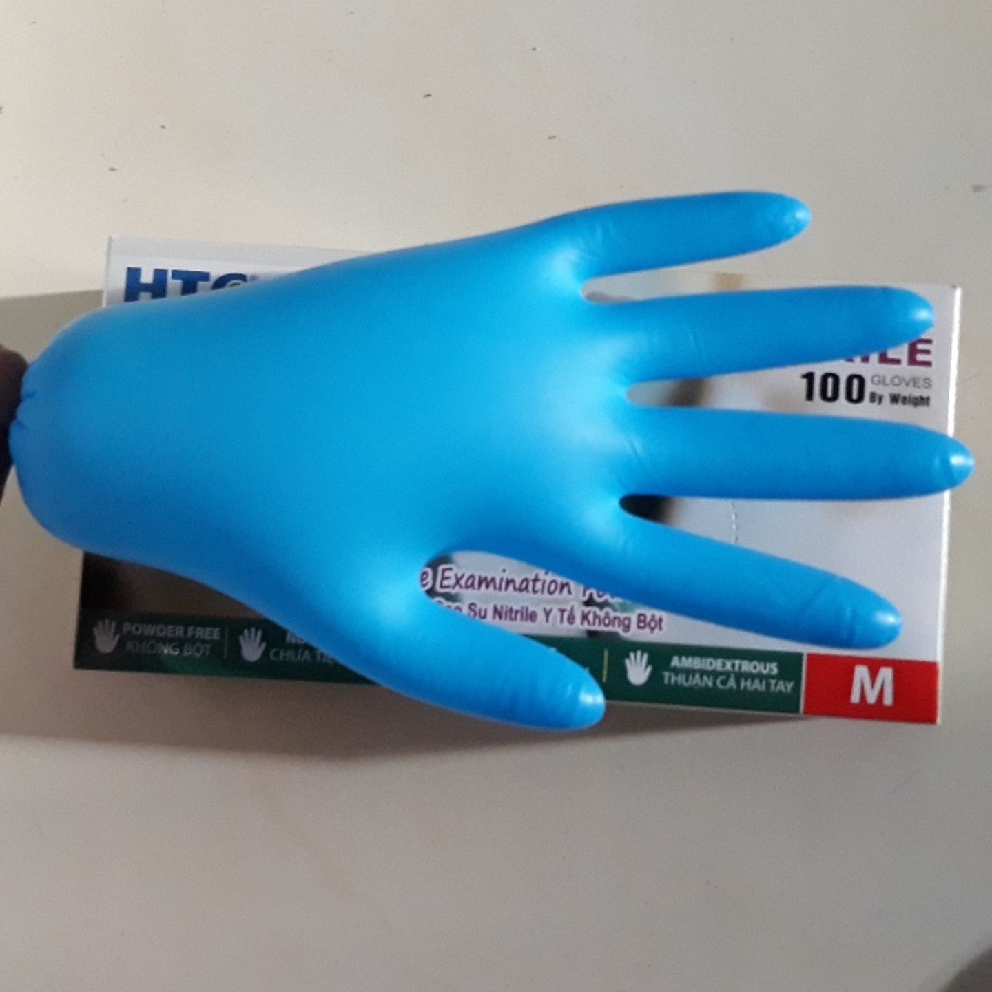 HTC nitrile gloves, blue, powder-free, 100 pcs/box