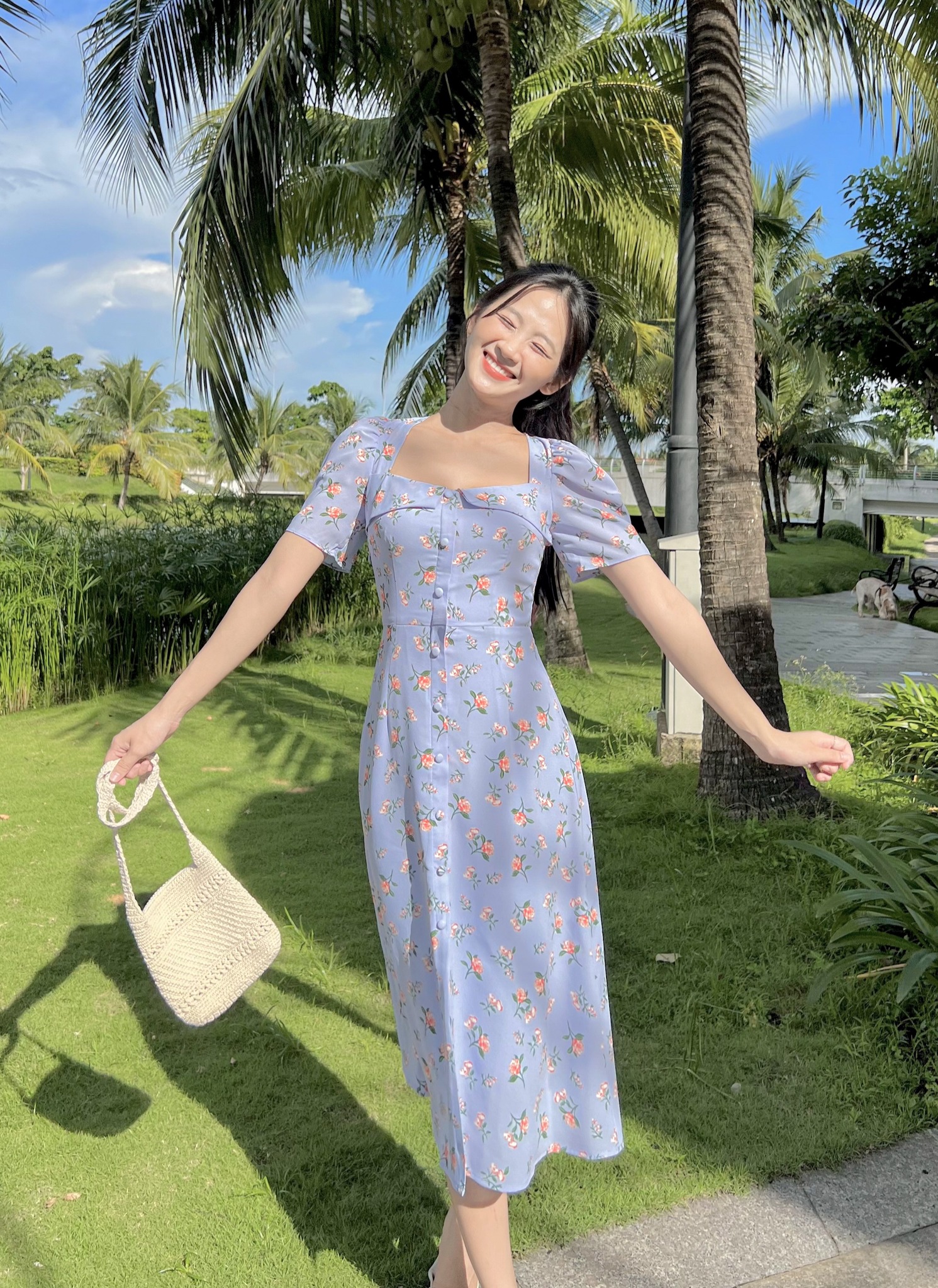 Đầm TALY- Đầm hoa dài dây chéo lưng