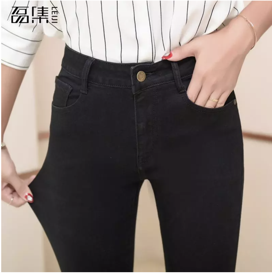 QUẦN JEAN NỮ QUẦN LEGGING NỮ LƯNG CAO MÀU ĐEN VẢI DENIM CO GIÃN DONG PHUONG FASHION