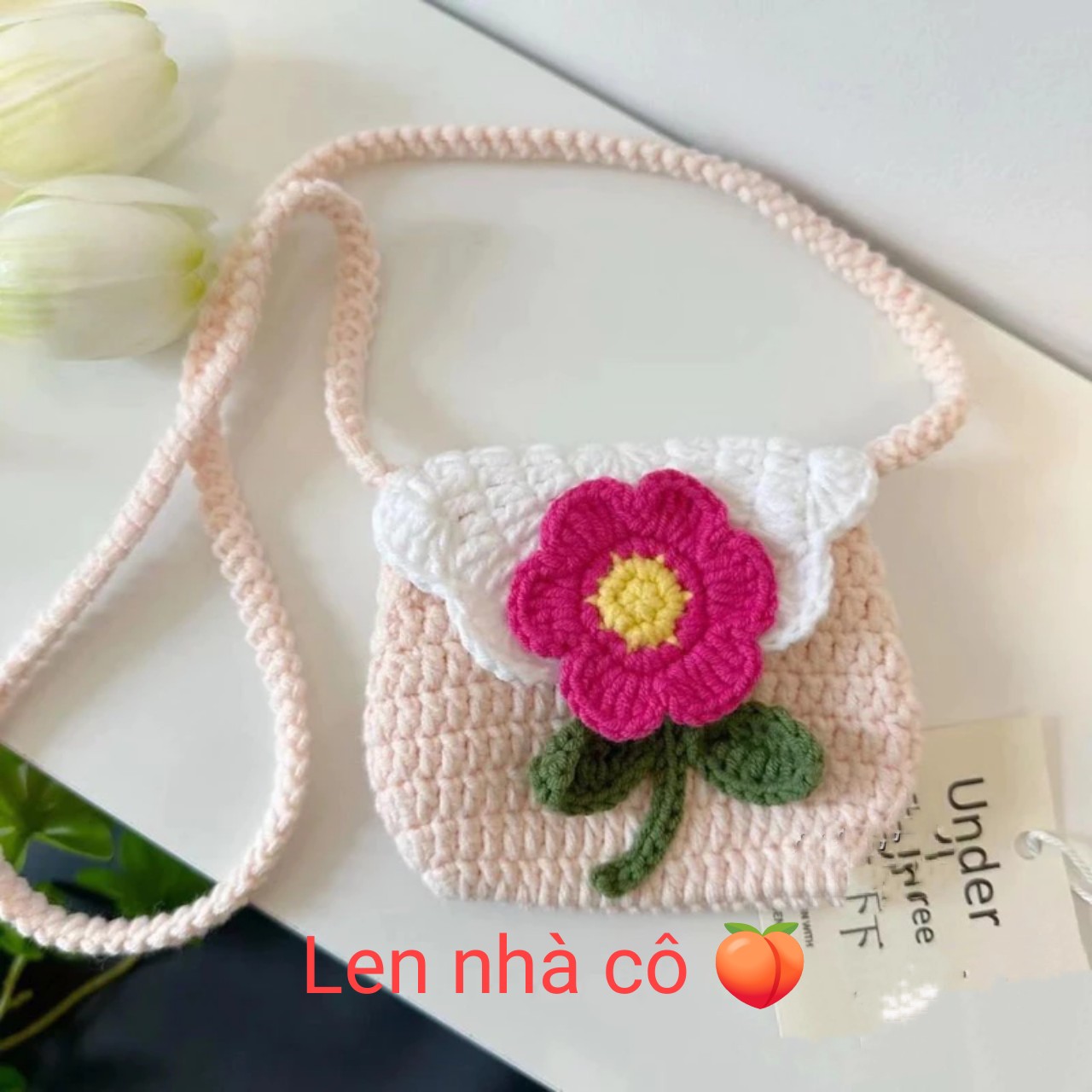 túi hoa đeo chéo dễ thương bằng len handmade