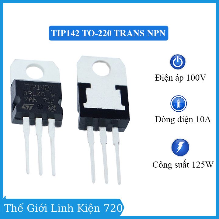 Linh kiện điện tử transistor tip142 to-220 100v 10a npn