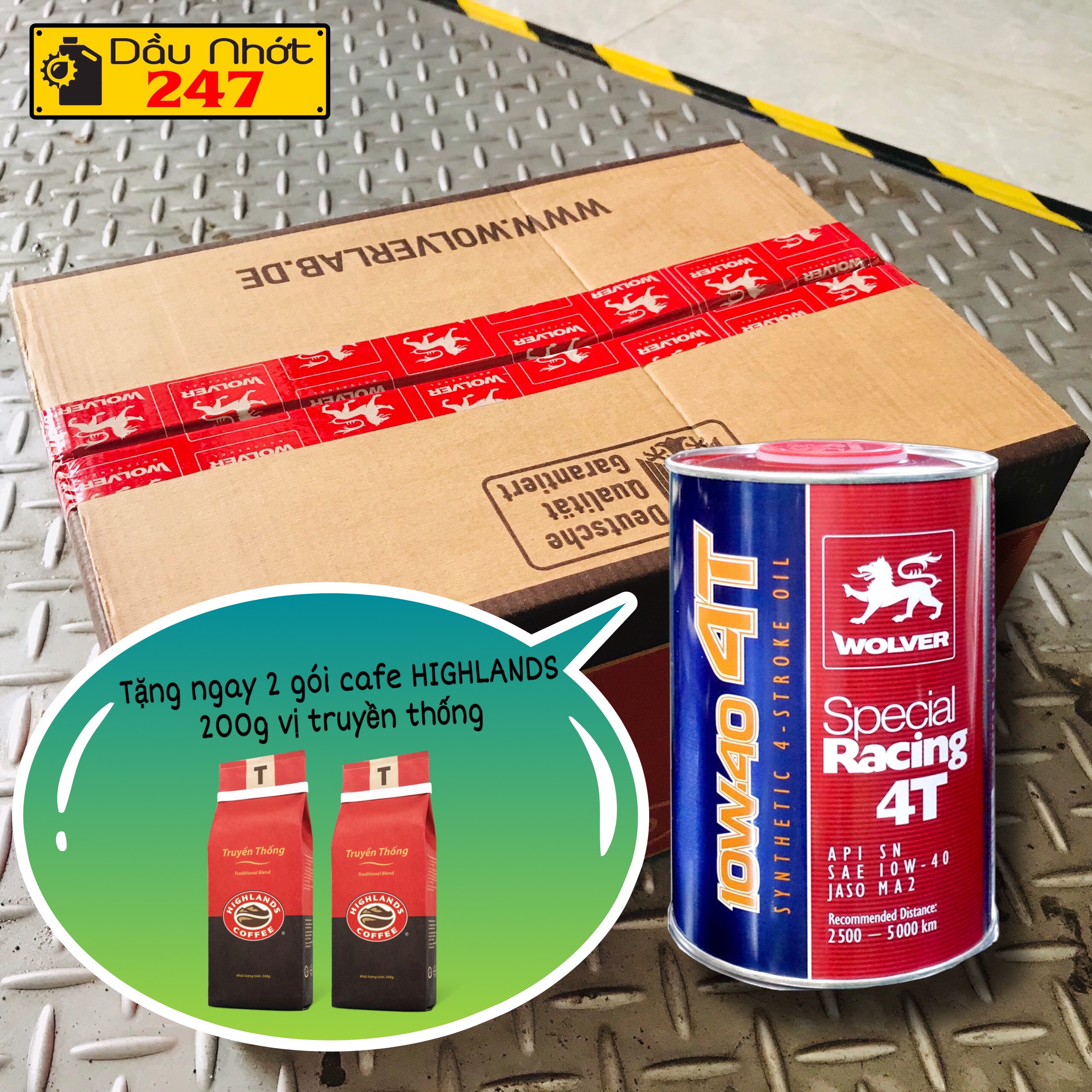(Lon 1L) Thùng nhớt 6 lon Wolver Special Racing 10w40 - Kèm quà tặng