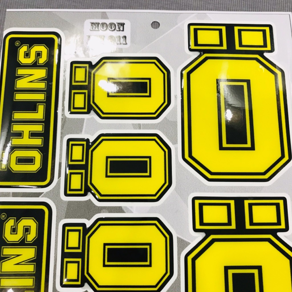 Tấm tem nổi hình Ohlins màu vàng mẫu 3