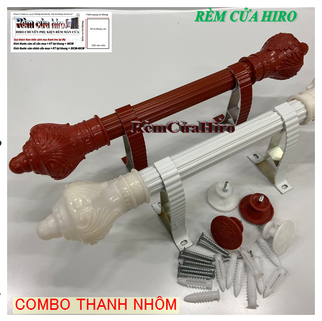 Thanh treo rèm màn cửa nhôm 1m đủ phụ kiện