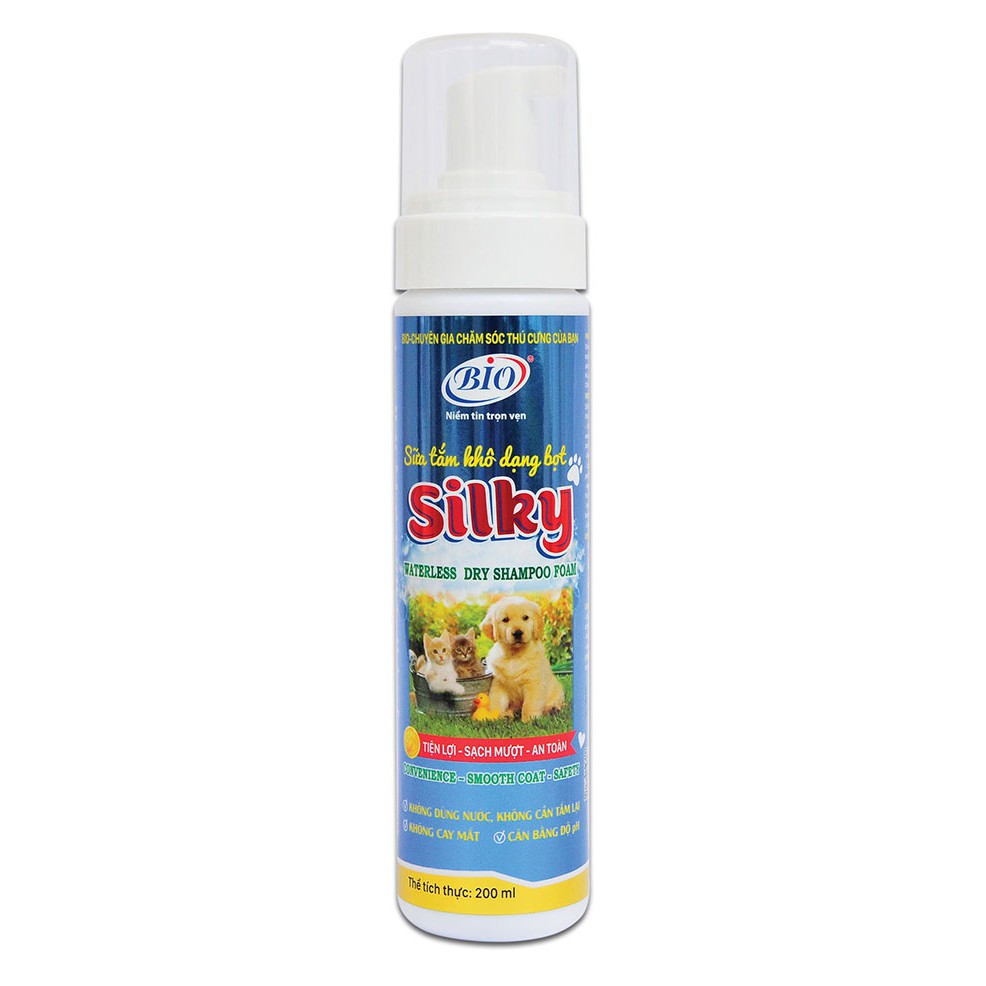 Sữa tắm khô cho Chó Mèo Bio Silky 200ml