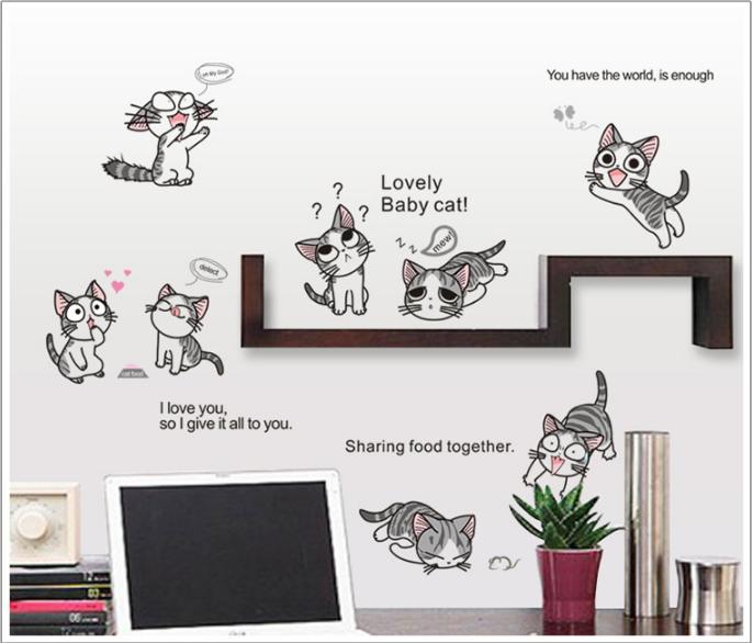 [HCM]Decal trang trí Mèo Quậy tinh nghịch