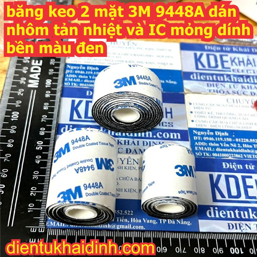 băng keo 2 mặt 3M 9448A dán nhôm tản nhiệt và IC dính bền màu trắng / đen nhiều cỡ kde0447
