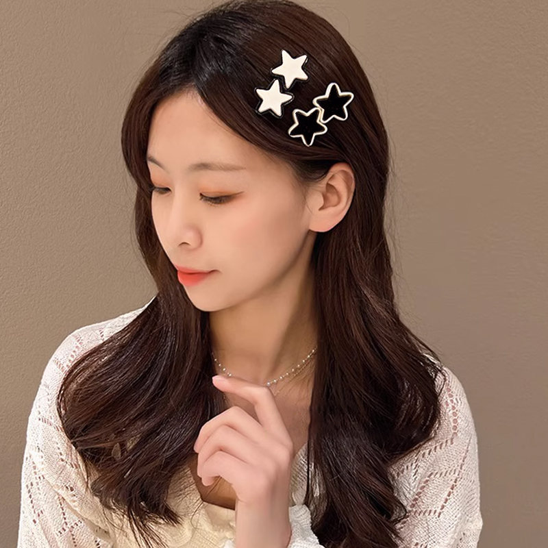 Y2k Millennium phong cách Hair Clip Đen trắng Pentacles Hair Clip Dễ thương cô gái tóc phụ kiện YVETTERY