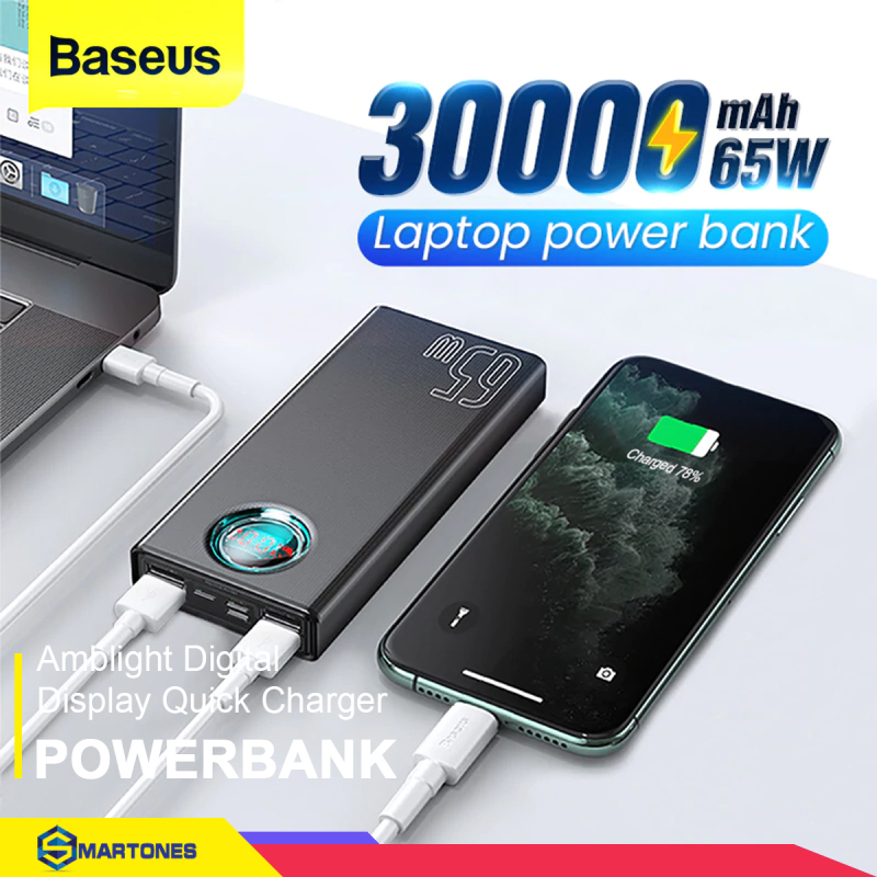 Pin dự phòng Baseus 65W và 33W dung lượng 30.000mAh hỗ trợ QC 3.0 FCP SCP cho điện thoại, Macbook, Laptop..