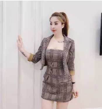 Đầm+vest dạng body kèm khoác -QH