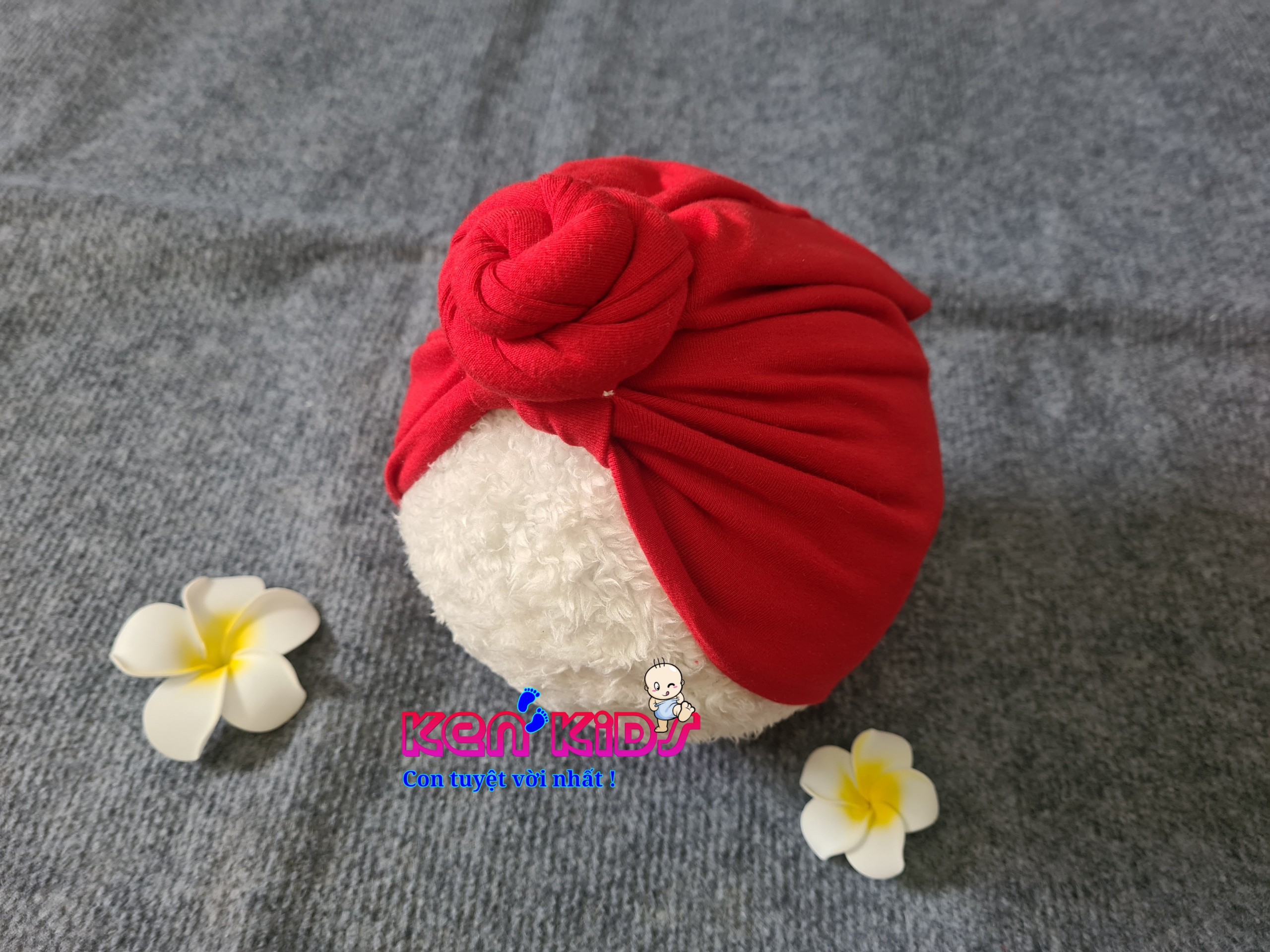 (5-10kg) Nón mũ Turban kiểu Ấn màu đỏ cho bé