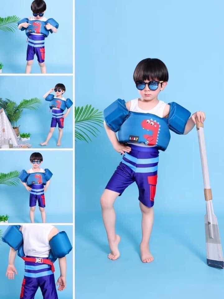 Áo phao nâng ngực kèm phao tay cho bé tập bơi - Phao tay liền thân tập bơi-phao tập bơi cho bé-phao bơi-Thích hợp cho trẻ từ 2 -6tuổi, chịu được sức nặng 10 - 28kg